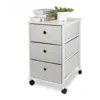HEFPTURE 3-Drawer Nightstand – Fabric Side Table Storage Tower with Wheels, Compact Dresser Chest for Bedroom or Office 3