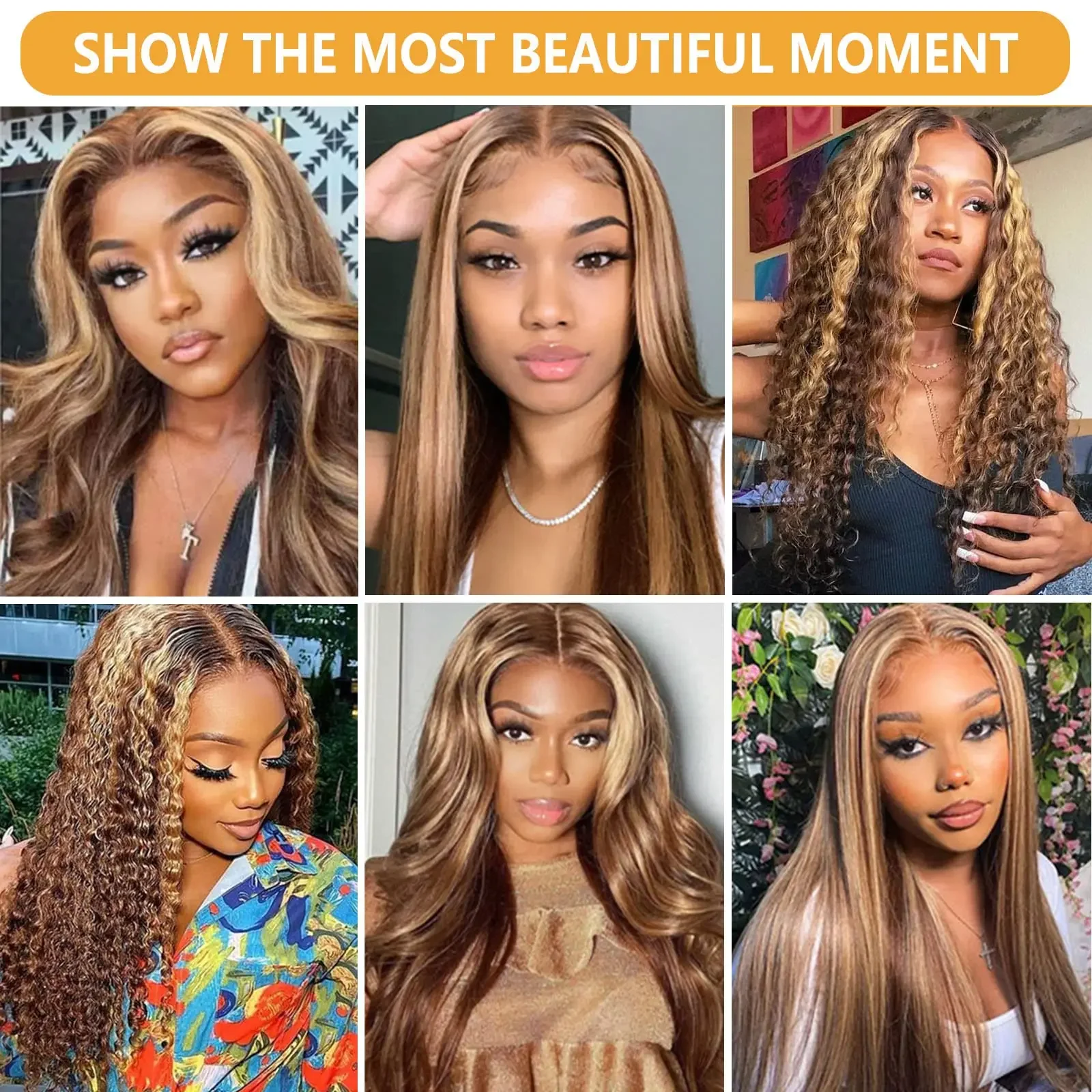 Lace Front Wig Human Hair Wigs For Women 200% Density 4/27 Highlight Body Wave Glueless Preplucked Baby Hair Brazilian 13x4