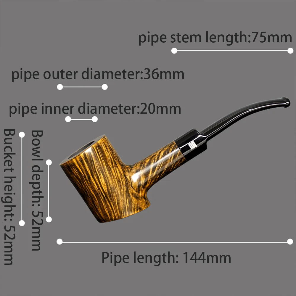 MUXIANG Handmade Briar Pipe Hammer Desktop Tobacco Pipe Wooden Straight Stem Pipe Real Briar Pipes flat-bottomed hammer pipe 2