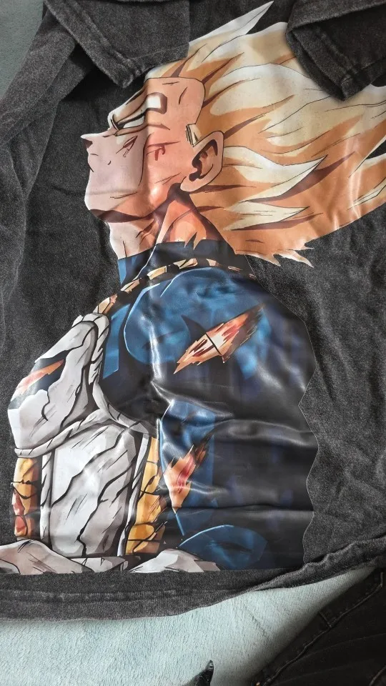 Anime Dragon Ball Z Vegeta Vintage Wash T-Shirt Short Sleeve Loose Sports Fitness T-Shirt Men's Harajuku Clothing Dragon Ball
