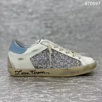 Women&Men New GOLDEN Classical Shoes Designer GOOSE Sneakers Silver Glitter Leopard Real Leather Style Shoe 1