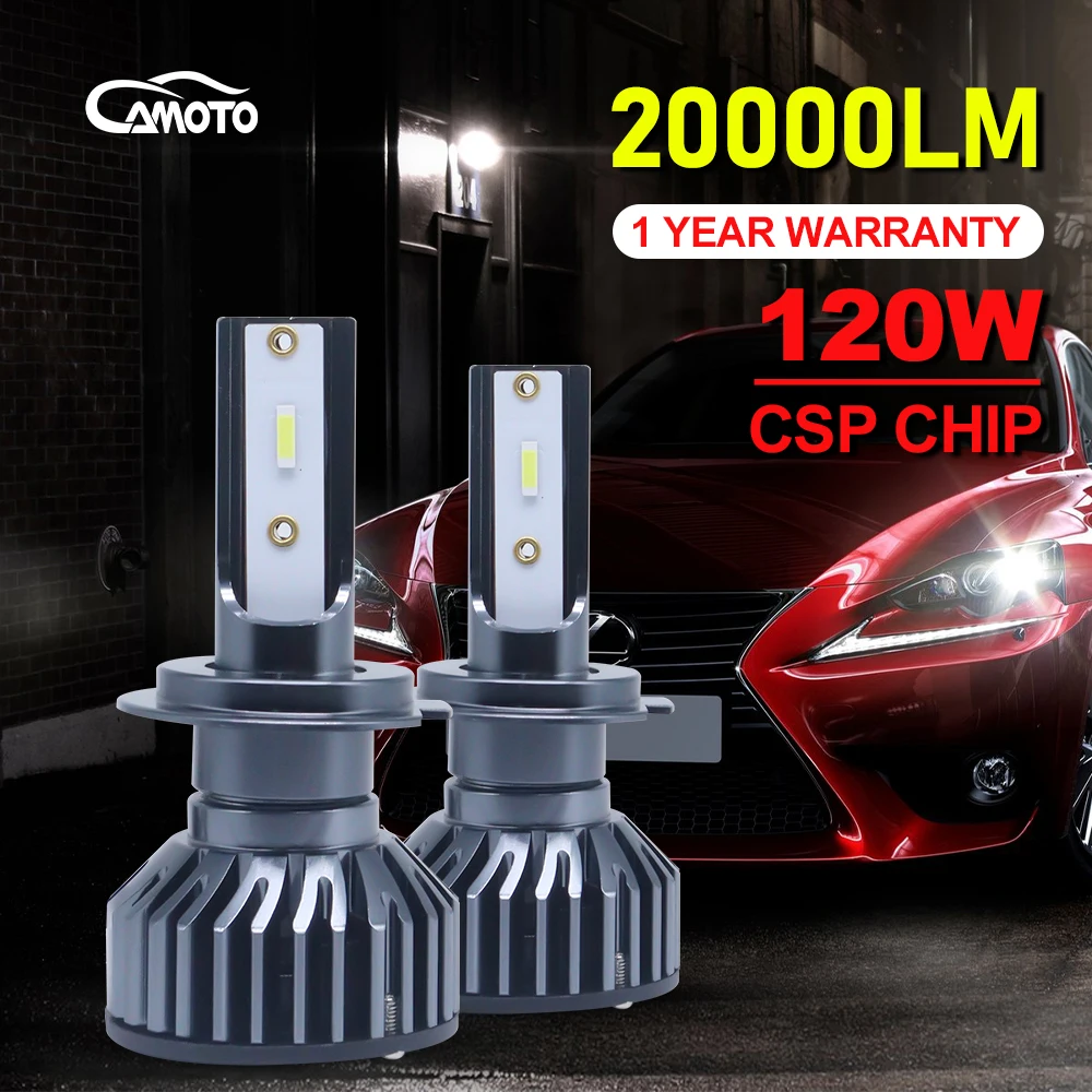 

CAMOTO H4 H7 H11 LED Headlights 20000LM CSP Chip H1 H8 H3 880 881 9007 9008 H13 9012 HIR2 9005 9006 HB3 HB4 H9 120W 4300K 6000K