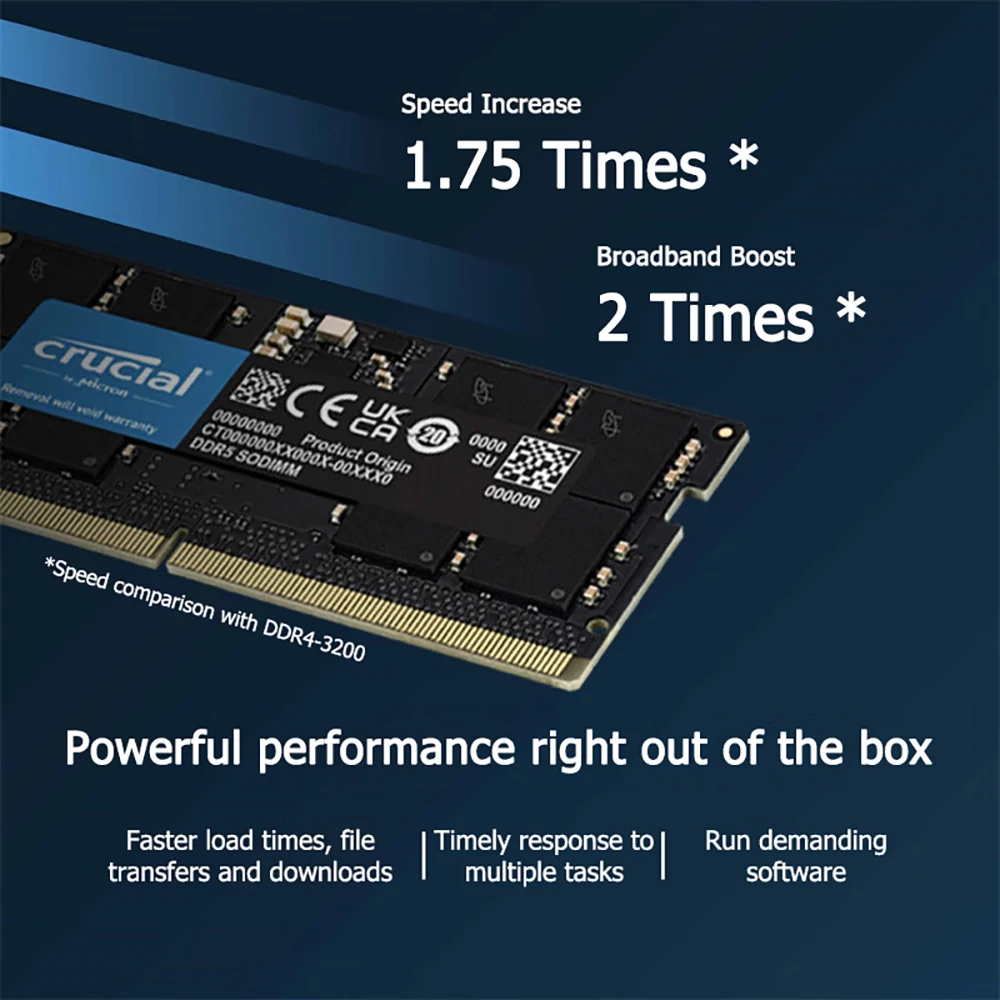 노트북 메모리 업그레이드 모듈용 Crucial DDR5, 4800MHz, 5600MHz RAM, 16GB, 24GB, 32GB, 48GB, 262 핀 SO-DIMM, 1.1V CL40 CL46