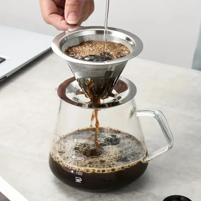 Filtro De Café Coador Inox Grande Reutilizável Pour Over Ecológico Prático Café Saboroso Durável Fácil Limpeza Compacto