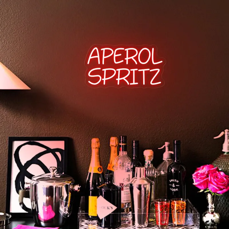 Looklight Aperol Spritz neonbord, Aperol neonlicht, rode led-borden, cocktail, neonborden voor slaapkamer, huis, bar, club, party, restaurant
