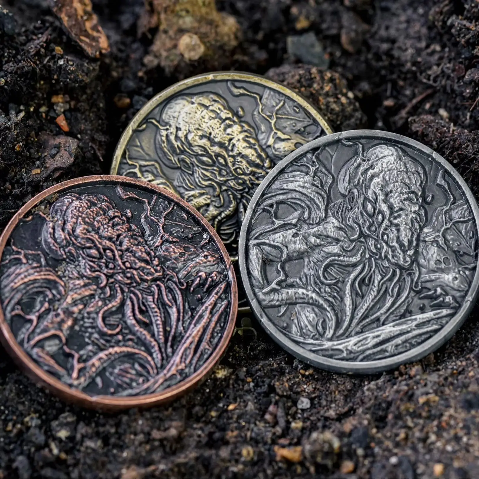 The Myth of Cthulhu Collectible Metal Coins Season one Cthulhu Hastur Dagon