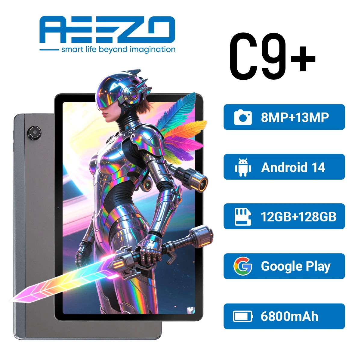 AEEZO 11 Inch Android 14 Tablet Octa-Core 12GB RAM 128GB ROM+1TB ...