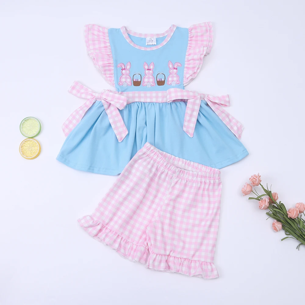 

0-8 Yrs Sleeve Pure Cotton Sets For Girls Summer Fall Suit With Cartoon Embroidery 2Pcs Round Neck Casual Outfits For Kids