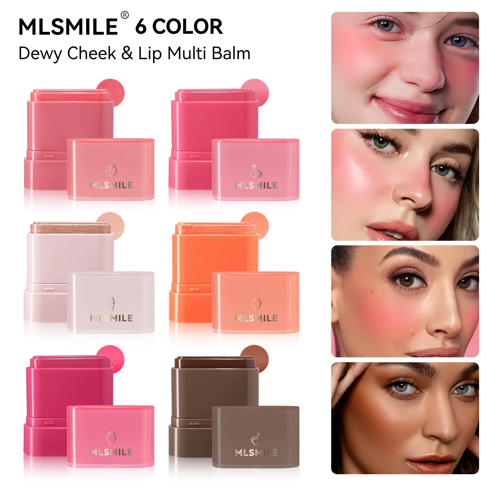 2-in-1 Flat Tube Fruit Blush & Lipstick Stick | Easy to Apply, Highlighter & Contour | Multi-Use Lip & Cheek Makeup