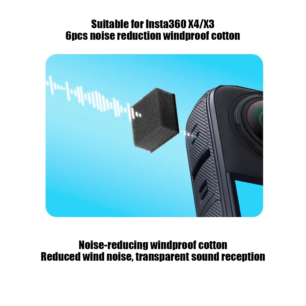 Lot de 6 Pare-brise Microphone pour Insta360 X4/X3/X2 - Anti-vent