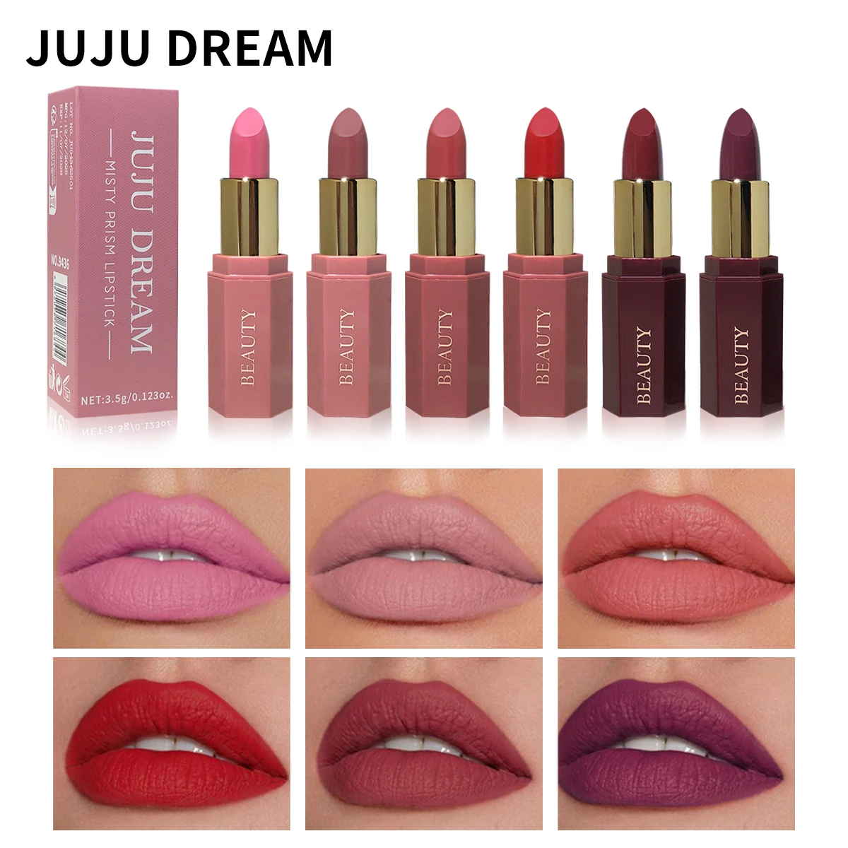 6 Pcs Matte Velvet Lipstick Set Waterproof Nude Long Lasting Finish_voghion.com