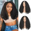 Afro Kinky Straight V Part Wigs with Bouncy Curls Short Synthetic Glueless Wigs for Black Women No Leave Out Clip in Half Wigs 1