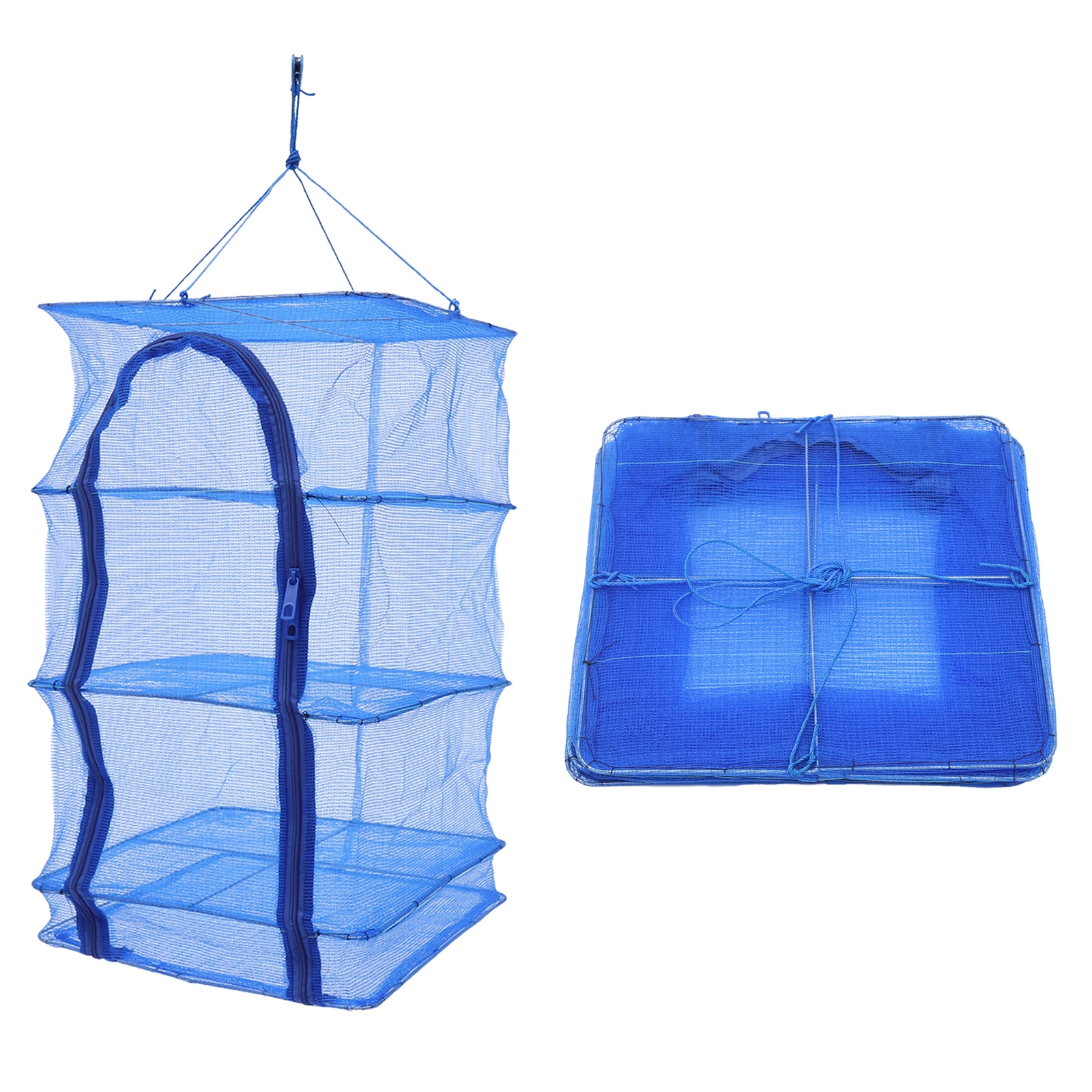4 Layers Fish Drying Rack Vegetable Plant Dishes Dryer Mesh Hanging Net Foldable Wide Space For Living Room, Balcony, Study 5