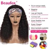 Beaufox Water Wave Headband Wig Human Hair Wigs For Black Women Brazilian Scarf Machine Made Wig Highlight Curly Human Hair Wig 3