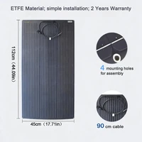 Panneau solaire flexible 100W 18V monocristallin, panneau solaire ETFE étanche, module solaire portable, panneau photovoltaïque pour voiture 12V, camping-car, caravane, bateau, yacht, marine, charge de batterie 2
