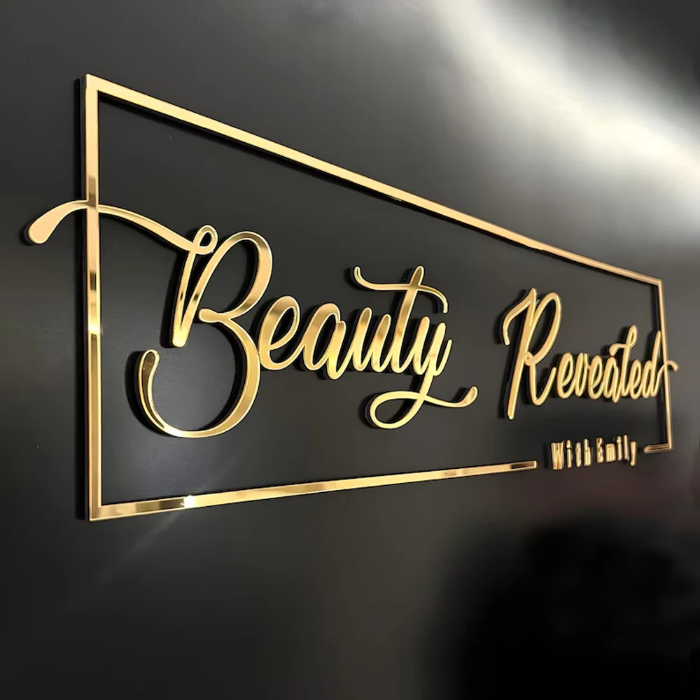 Indoor Business Sign Metal Acrylic Sign Business Laser cut Metal 3D Wall Letter For shop Salon Hotel Deco