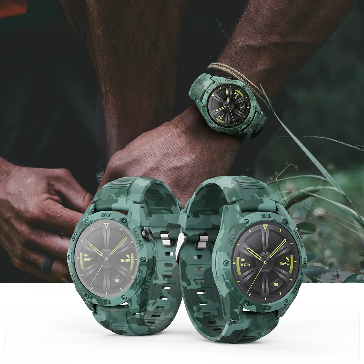 

SIKAI TPU Shell Smart Watches Cover for GT 3 46mm Protector Strap Camouflage Case Band for Huawei GT3 46mm Watch Accessories