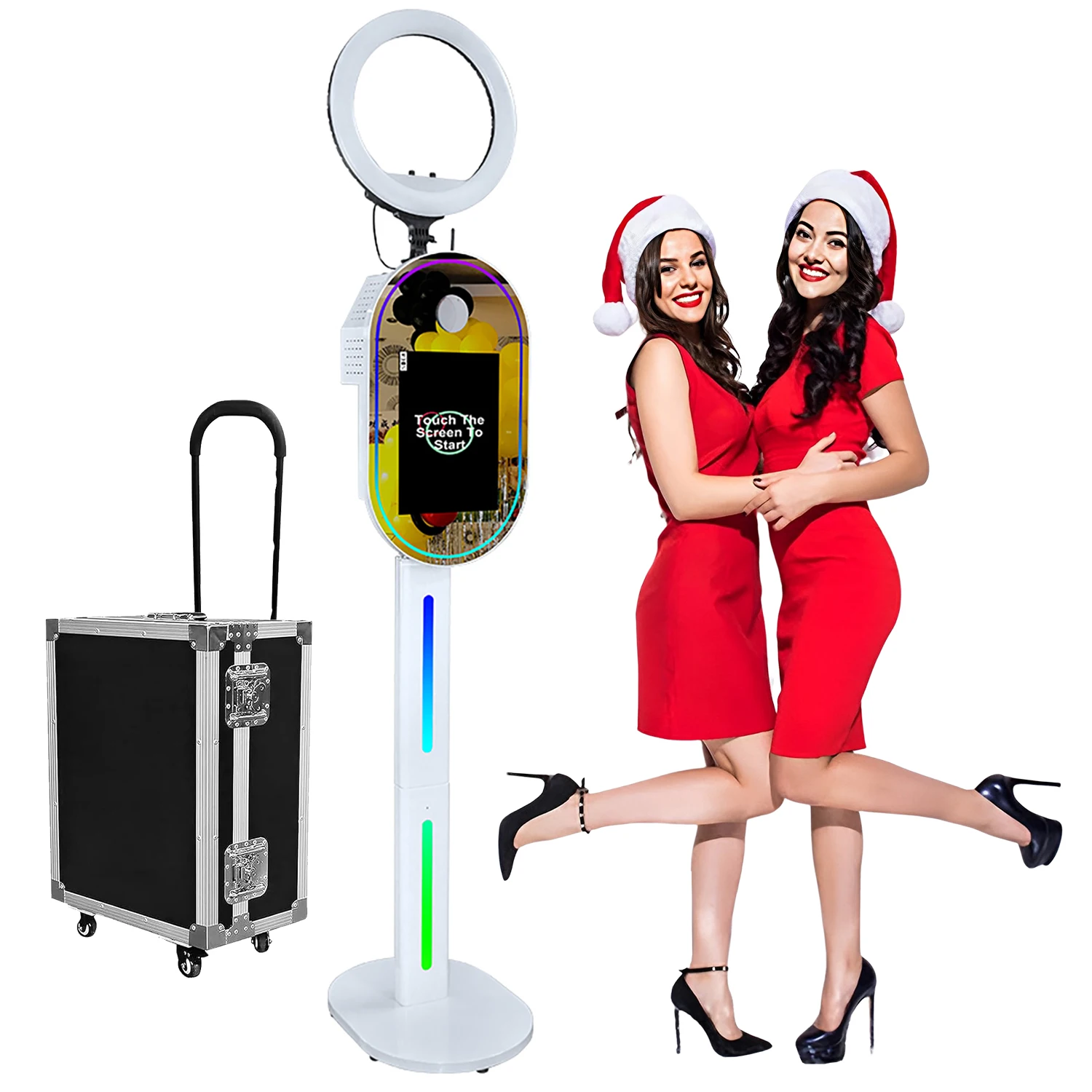 Portable Mirror Booth 15.6 Inch Touch Screen Kiosk Mirror Photo Booth