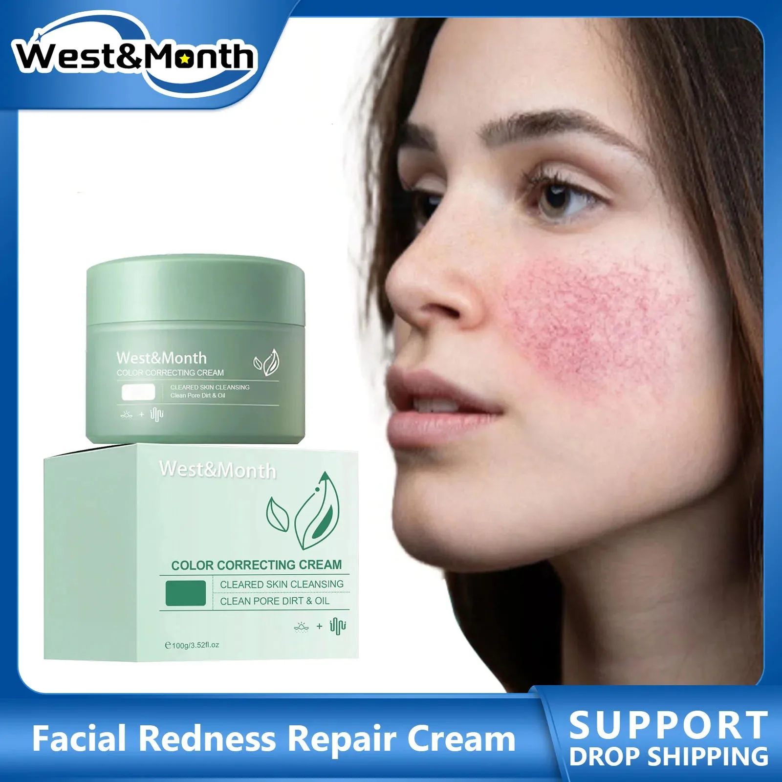 

Anti Redness Cream Sunburn Remover Improve Sensitive Skin Red Blood Rosacea Treatment Moisturizing Facial Redness Repair Cream