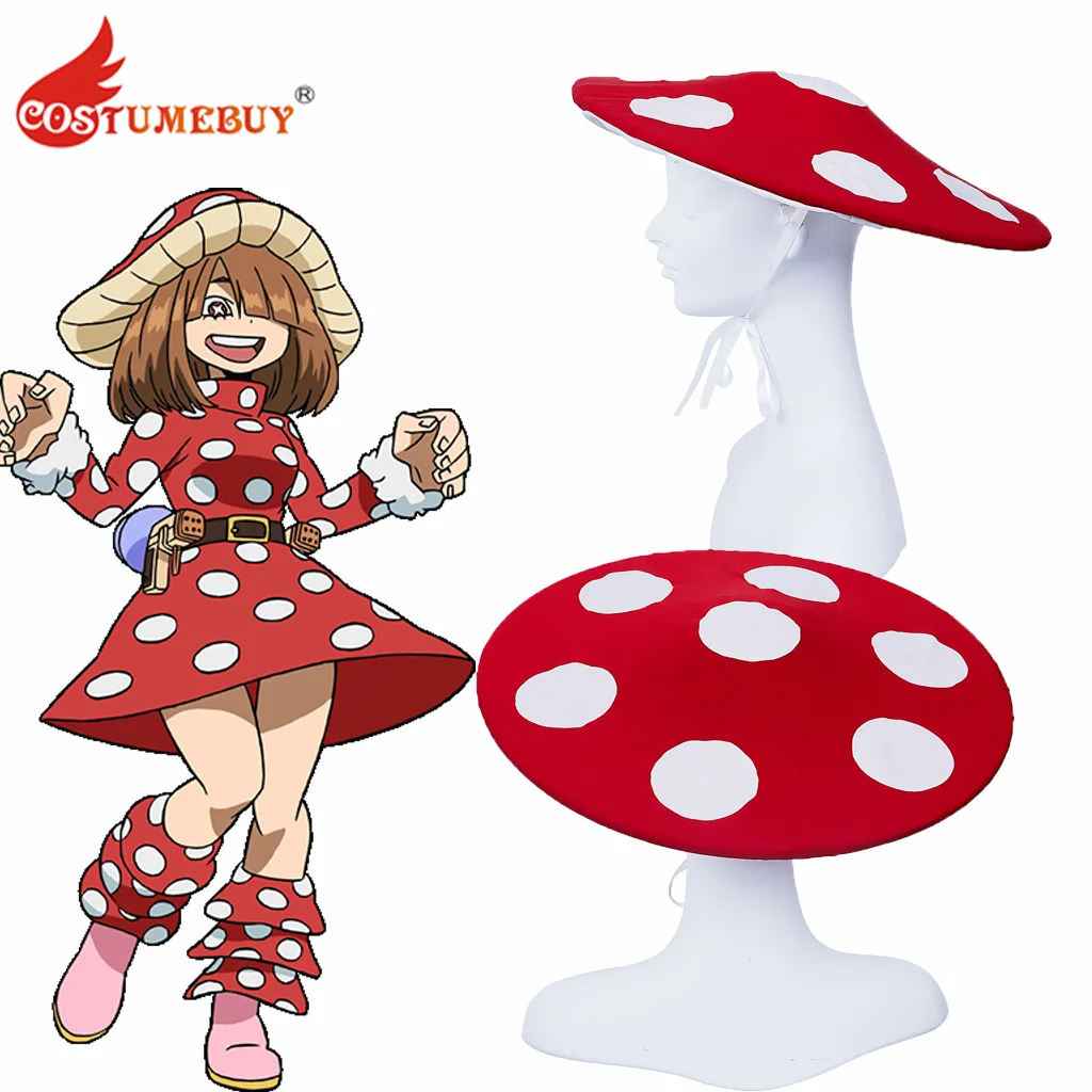 

My Hero Academia Kinoko Komori Shemage Cosplay Costume Red Mushroom Hat Wide Brim Fedora Hat Halloween Cosplay Cap Accessories