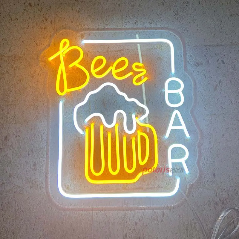 Electronic Plug In LED Neon Light Up Glass BAR Beer Sign Black & White