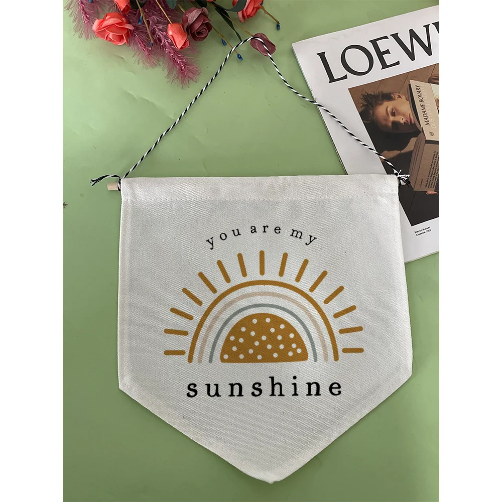 You are my sunshine pennant flag boho nursery Playroom Children's bedroom wall decoration banner Kids birthday baby shower gift