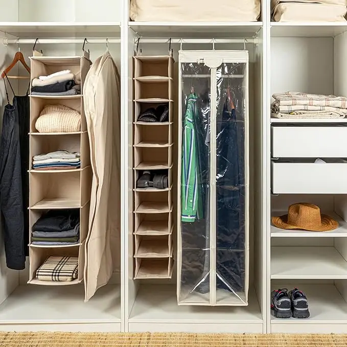 Canvas Hanging Wardrobe, Ideal for Closet or Storage Organization. 3