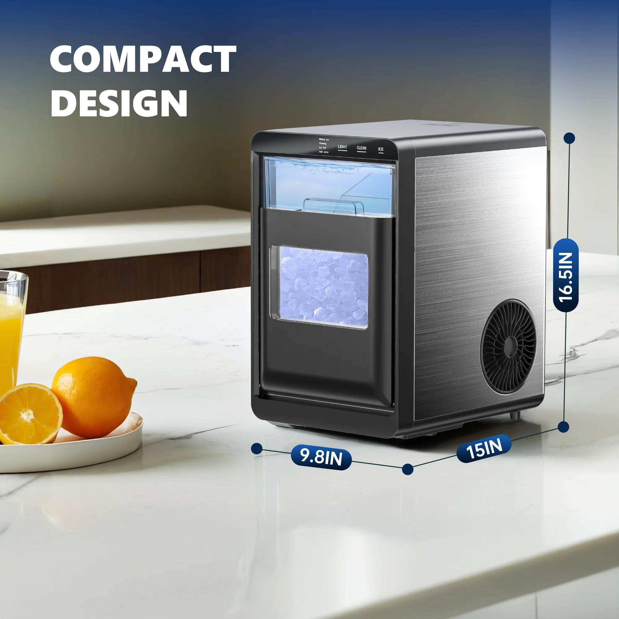 SIMZLIFE Nugget Ice Maker Countertop,43bs/24H,Self-Cleaning Pellet Ice Machine with Ice Scoop&Basket for Home/Kitchen/Party 5