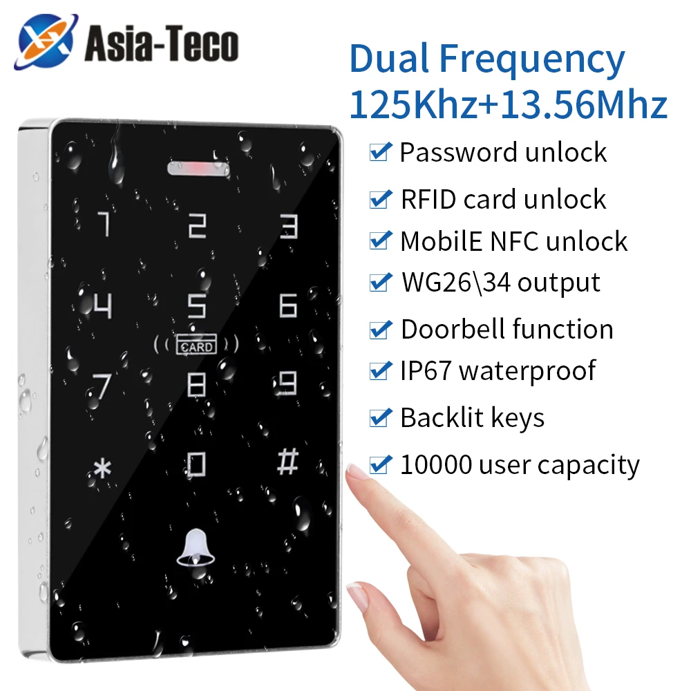 10000 Gebruiker Waterdichte Backlight Touch 13.56Mhz Toegangscontrole Toetsenbord Id Proximity Wachtwoord wiegand| | - AliExpress