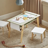 SoBuy KMB92-GR Table pour enfants avec 2 chaises Groupe de sièges pour enfants avec espace de rangement pour enfants Groupe de sièges pour enfants Blanc Vert 4