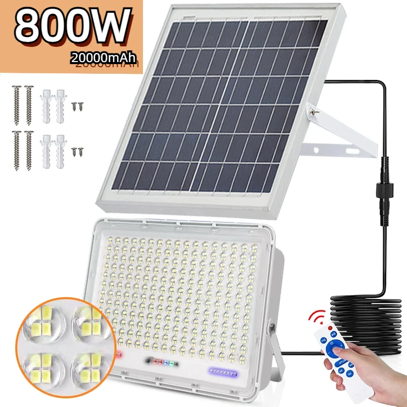 

Наружная лампа на солнечной батарее 800 Вт, освещение для двора, настенная лампа на солнечной батарее, водонепроницаемый прожектор, ультра яркость, светильник