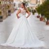 EVON BRIDAL Beach Plus Size Wedding Dresses V-neck Lace Applique Sleeveless With Button A-Line Wedding Dress Vestido De Novia 4