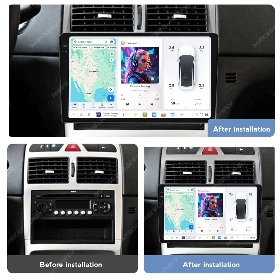9 zoll 2K 2000*1200 Bildschirm Android 13 Auto Radio Für Peugeot 307 307CC 307SW 2002-2013 stereo Multimedia Player GPS 2DIN Carplay – Detail 7
