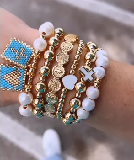 手作り女性ブレスレット MIYUKI ビーズブレスレット幾何学模様