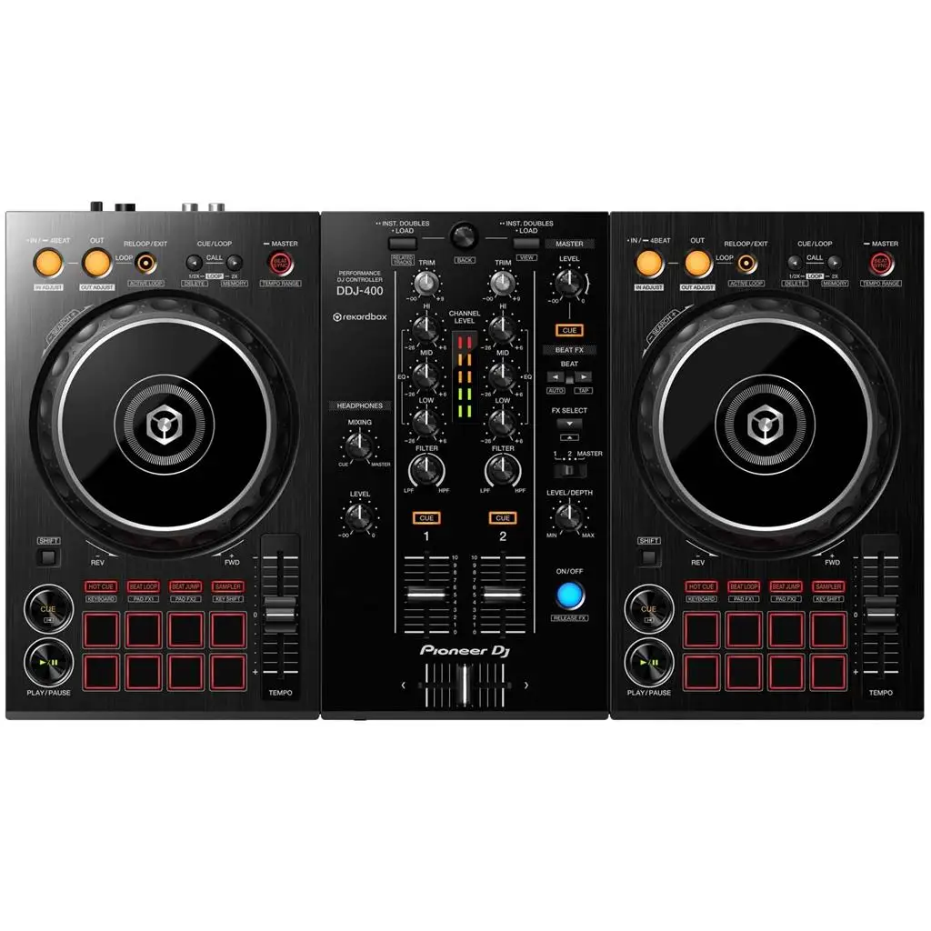 Pions-eer DJ DDJ-1000 4-Channel Professional rekordbox DJ Controller with Black on Orange Flight Case Package