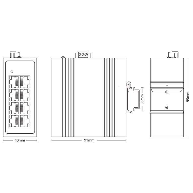 Comutador Ethernet Industrial Portas Megabit 10 Mbps Descontrolado 40 a 75 °c Trilho Din Ip40 - Imagem 4