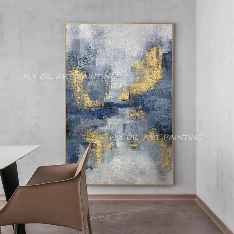 

100% Handmade gold foil simple pure landscape modern large size high quality Oil Painting Porch Aisle For Living Room