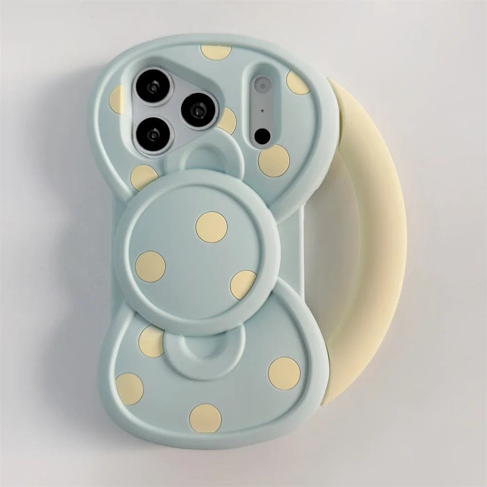 Chic 3D Bowknot Handbag Phone Case with Polka Dot Silicone Design - Shockproof Protection