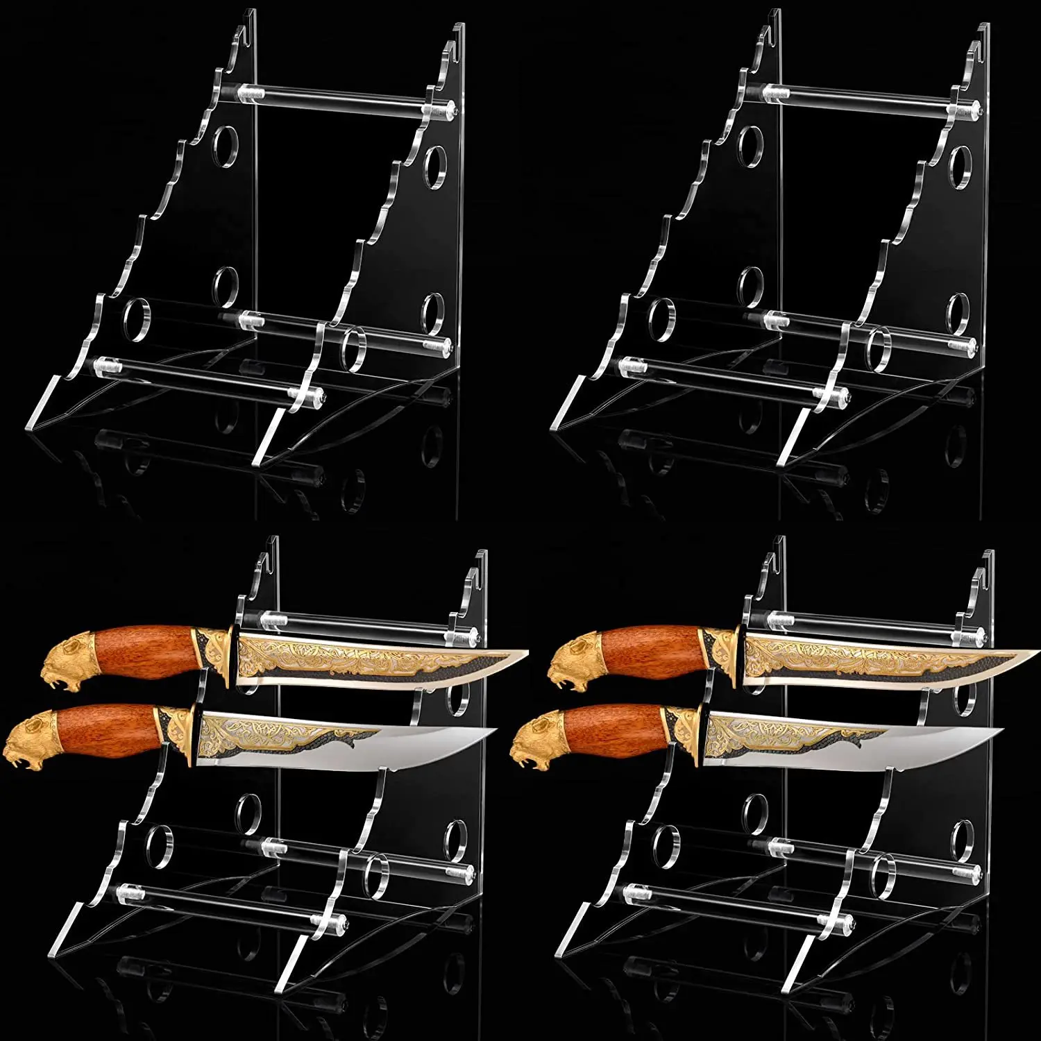 ClearAcrylicKnifeDisplayStandPocketKnivesEaselHolderHuntingSurvivalKnifeRackPocket