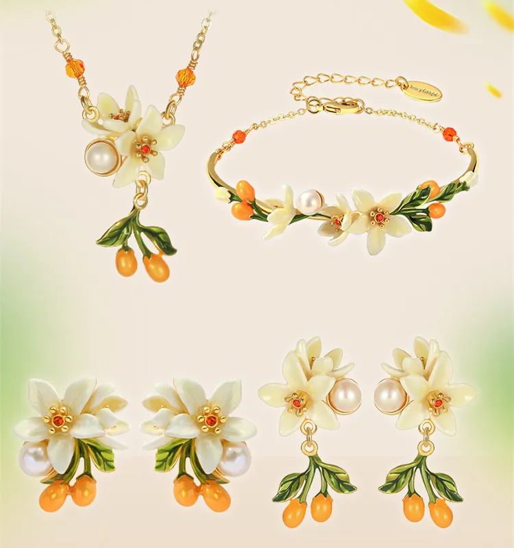 Juicy Grape Fine Jewery Set Per Le Donne 2023 New Trend Orange Blossom Jewery Accessorio Design Originale Compleanno Regali Di Natale