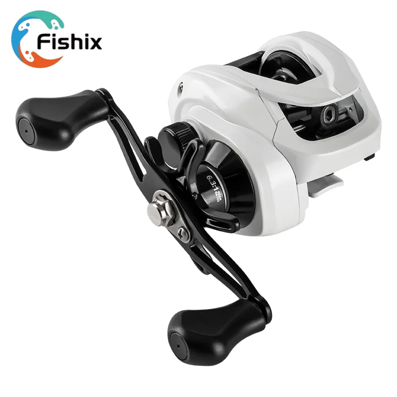 

FISHIX Metal Fishing Reels White Color Balance Rocker Bait Casting Reel Fishing Gear 8KG Brake High Speed Reels Smooth Operation