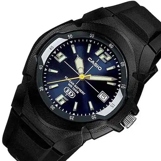 Orologio Sportivo Classico Uomo Casio Mw-600F-2A Quadrante Cinturino Blu Resina 10 Anni Batteria