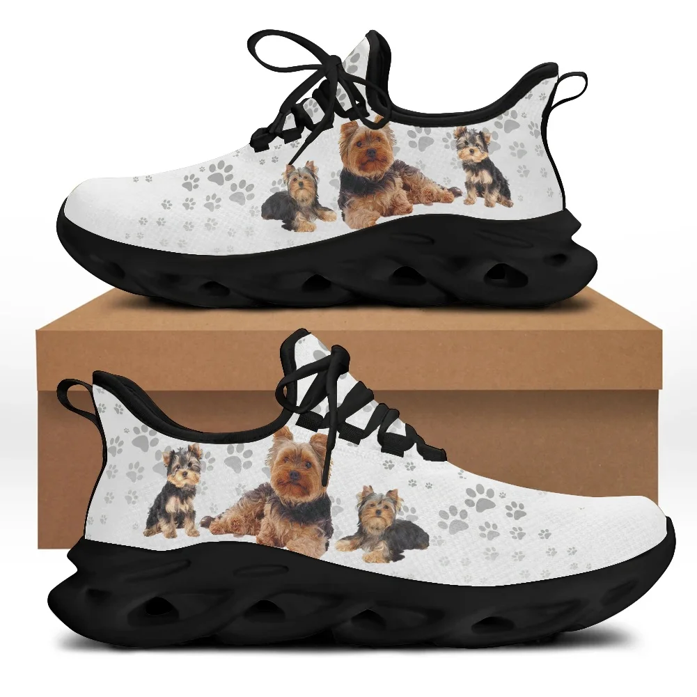 INSTANTARTS Yorkshire Terrier Print Casual Sneakers Women Shoes Dog Paw Brand Design Summer Spring Walking Foorwear Tennis Shoes