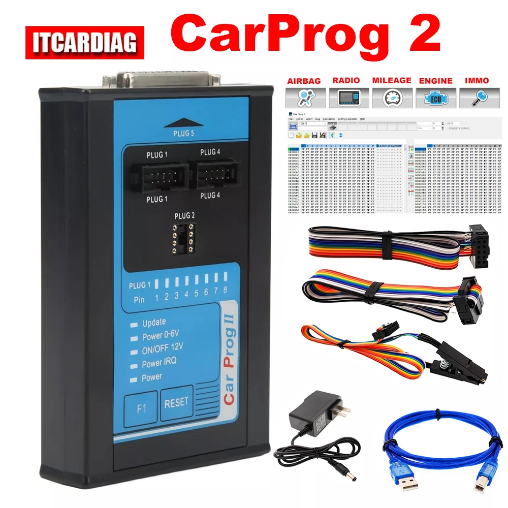 Car Prog Ii Carprog 2 Carprog2 Programmatore Ecu Reset Crash Data Immo Off Leggi Salva Dataflash Radio Instrument Programmer Pk Iprog
