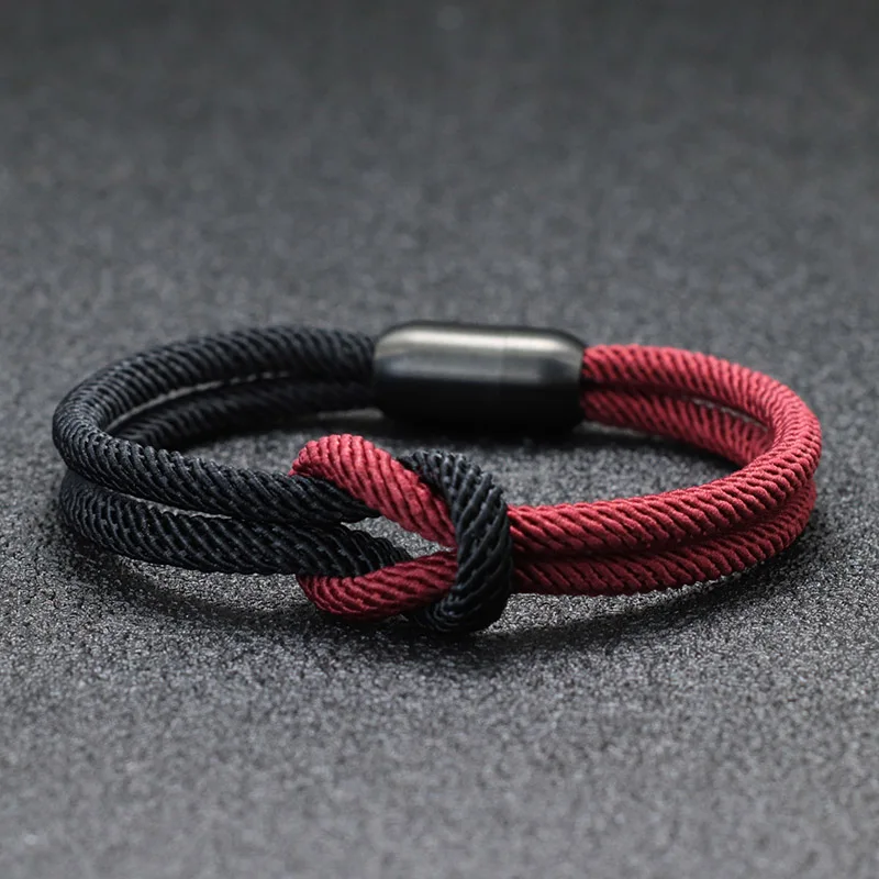 Noter neue Color block Cord Kette Armband Männer Edelstahl Magnet verschluss gelb blau Armband Ukraine Symbol erkek bileklik – Detail 10