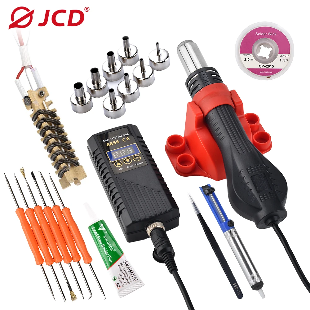 JCD 700W Hot Air Gun Micro Soldering Rework Station 110V 220V LED Digital Hair Dryer for  Heat Gun Welding Repair Tools 8858A puhui t 870a t870a 2 in 1 digital infrared system ultra rework reflow soldering station bga irda ifr smd smt welder 220v 110v