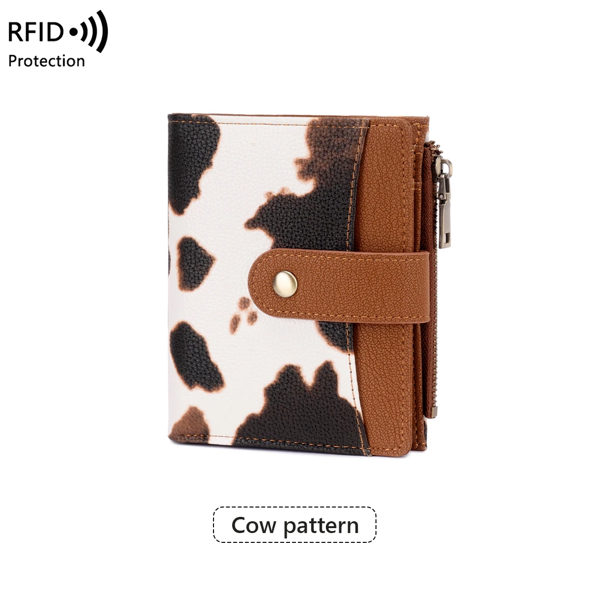 Elegant RFID Blocking Women's Trifold Wallet with Zippered Coin Pocket - Durable PU Leather Card Holder