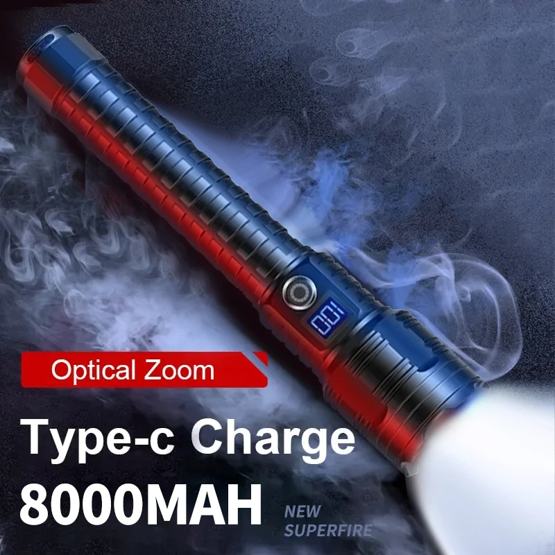

High Power LED Flashlights Type-C Rechargeable LED Torch 5000M Ultra Powerful Flashlight Outdoor Tactical Lantern
