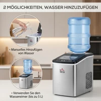 Machine à glaçons 20 kg/24 h avec réservoir d'eau de 3,2 L, chauffe-glaçons en acier inoxydable avec nettoyage automatique et minuterie, silencieuse, automatique, pour cuisine, fête, bureau, 25,2x36x37,1 cm, argent 5