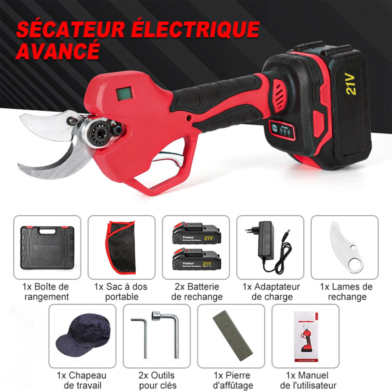 OWJHE 1000W 50mm Elektrische Astschere, Bürstenlose Akku-Gartenschere für Obstbäume und Äste, Kompatibel mit Makita-Akkus, Professionelles Garten- und Obstgarten-Schneidewerkzeug – Detail 7